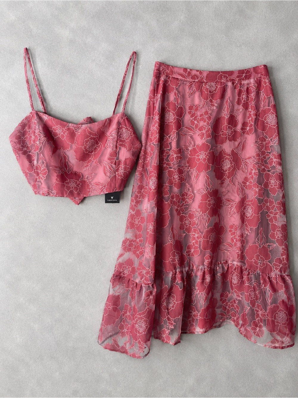 Lulus ✨ Certainly Stylish Mauve Pink Burnout Floral Two-Piece Midi Dress - Picture 3 of 16